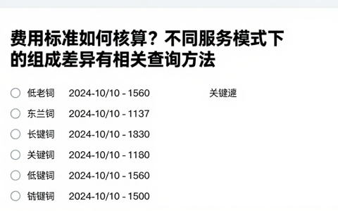 费用标准如何核算？不同服务模式下的组成差异及相关查询方法